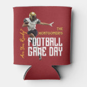 サッカー選手の赤の試合 缶クーラー (正面)