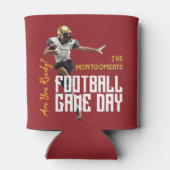 サッカー選手の赤の試合 缶クーラー (裏面)