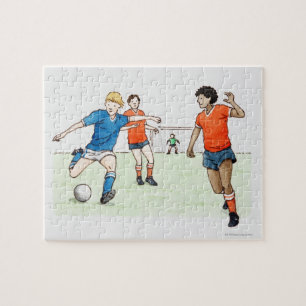 サッカー選手の遊イラストレーション ジグソーパズル
