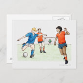 サッカー選手の遊イラストレーション ポストカード (正面/裏面)