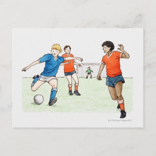 サッカー選手の遊イラストレーション ポストカード