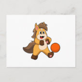 サッカー選手の馬とサッカーボール ポストカード (正面)