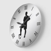 サッカー選手の黒数字 ラージ壁時計 (傾斜)