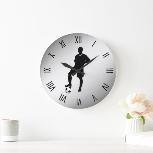 サッカー選手の黒数字 ラージ壁時計 (ホーム)