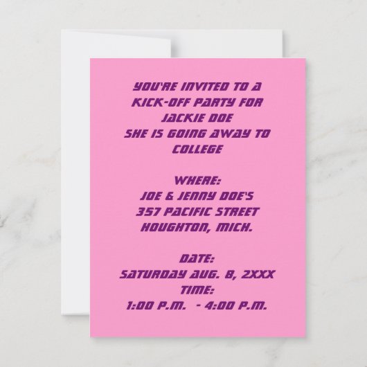 サッカー選手をテーマにしたパーティの招待状招待状 招待状 (裏面)