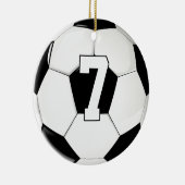 サッカー選手カスタムのジャージーナンバースポーツクリスマス セラミックオーナメント (右)