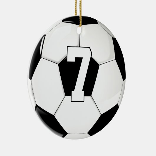 サッカー選手カスタムのジャージーナンバースポーツクリスマス セラミックオーナメント (右)