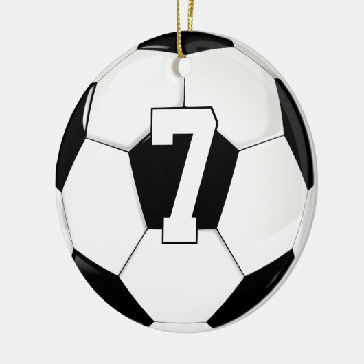 サッカー選手カスタムのジャージーナンバースポーツクリスマス セラミックオーナメント (左)