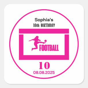 サッカー選手ガール、誕生日ガールチーム スクエアシール
