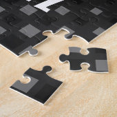 サッカー選手キックイラストレーションパーソナライズされたブラック ジグソーパズル (側面)