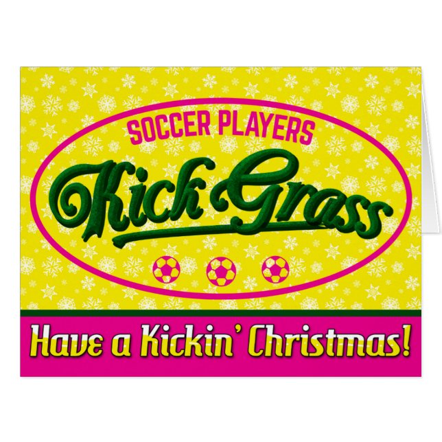 サッカー選手キックグラスのクリスマスカード (正面横)