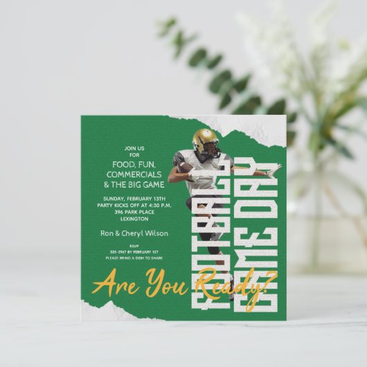 サッカー選手ゲームデイグリーンパーティの招待状 (スタンド正面)