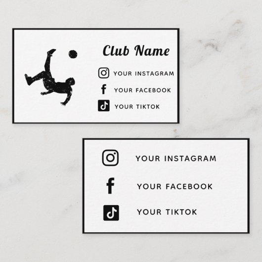 サッカー選手コーチクラブチームシンプルソーシャルメディア 名刺 (正面/裏面)