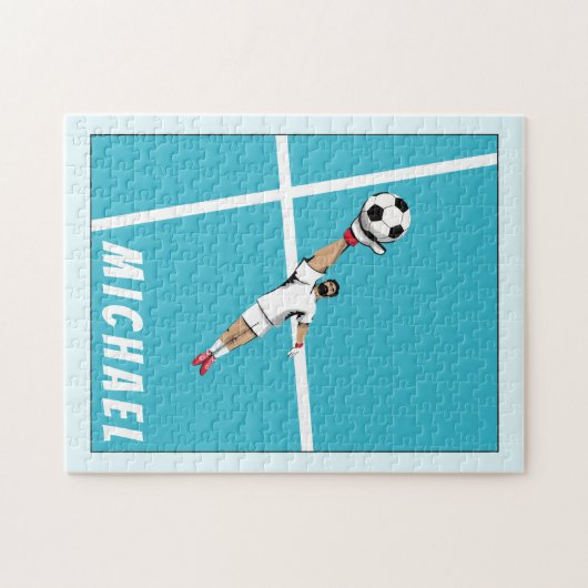 サッカー選手ゴアリーゴールキーパートレンディーグラフィックおもしろい ジグソーパズル (横)