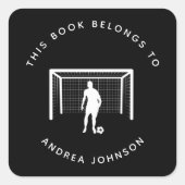 サッカー選手ゴアリーゴールキーパー蔵書票 スクエアシール (正面)