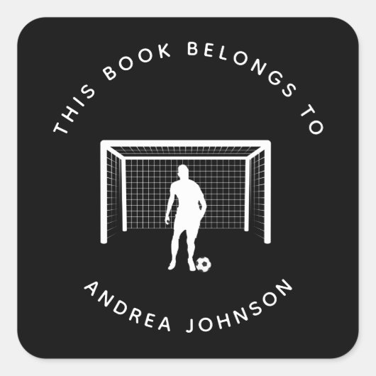 サッカー選手ゴアリーゴールキーパー蔵書票 スクエアシール (正面)