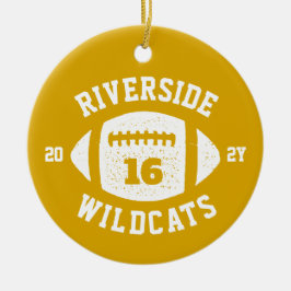 サッカー選手ゴールデンイエローチームの写真の休日 セラミックオーナメント