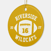 サッカー選手ゴールデンイエローチームの写真の休日 セラミックオーナメント (左)