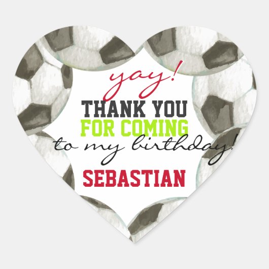 サッカー選手サッカー少年ガールバースデーパーティー ハートシール (正面)