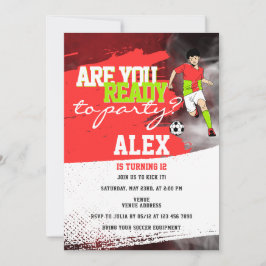 サッカー選手サッカー少年バースデーパーティー 招待状