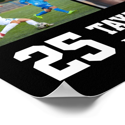 サッカー選手シニアナイトスポーツ写真コラージュ ポスター (角)