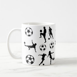 サッカー選手シルエットサッカーボール コーヒーマグカップ