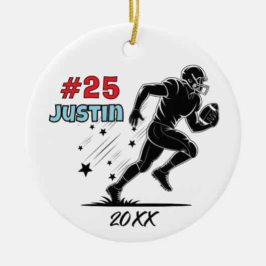サッカー選手スポーツチームパーソナライズされた セラミックオーナメント (正面)