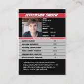 サッカー選手トレーディングカードカスタムギフトin赤 コーリングカード (裏面)