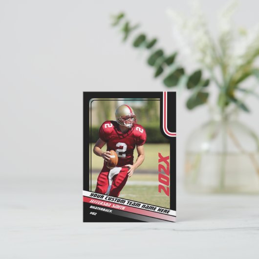 サッカー選手トレーディングカードカスタムギフトin赤 コーリングカード (スタンド正面)