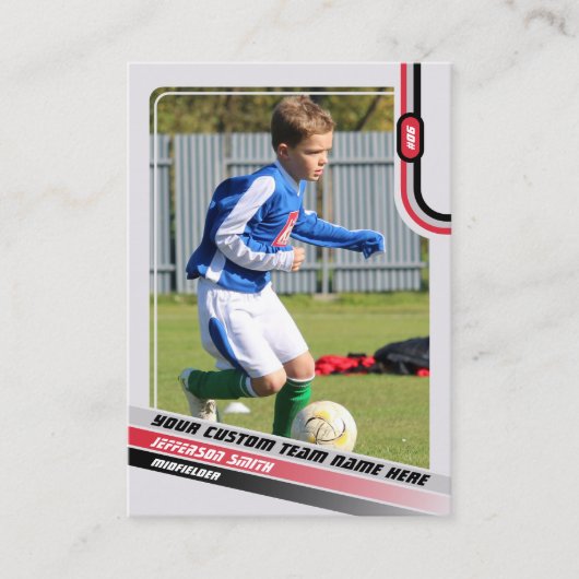 サッカー選手トレーディングカードライトグレーレッド コーリングカード (正面)