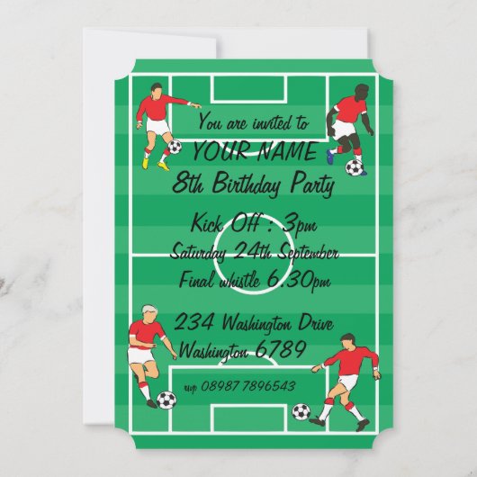 サッカー選手バースデーパーティ招待状 招待状 (裏面)