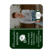 サッカー選手フォトグリーン |ホワイトの卒業 マグネット (縦)