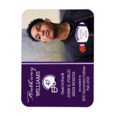 サッカー選手フォトパープル |ホワイトの卒業 マグネット (縦)