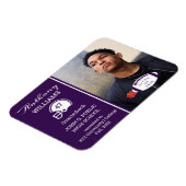 サッカー選手フォトパープル |ホワイトの卒業 マグネット (左側)