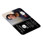 サッカー選手フォトブラック |ホワイトの卒業 マグネット (右側)