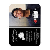 サッカー選手フォトブラック |ホワイトの卒業 マグネット (縦)