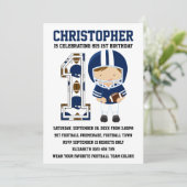 サッカー選手ブルーホワイト第1誕生日パーティー 招待状 (スタンド正面)