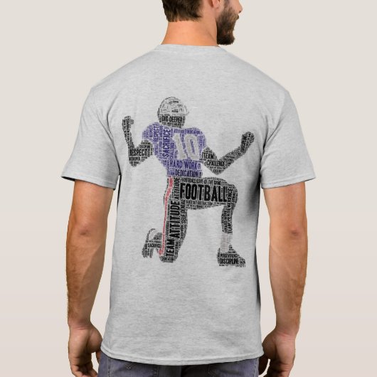 サッカー選手ヘルメットワードアートチームフロントバック Tシャツ (裏面)