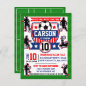 サッカー選手ボーイズサッカー誕生日パーティー 招待状 (正面/裏面)