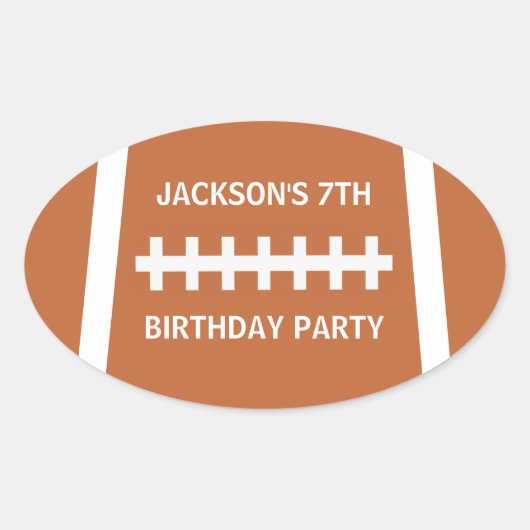 サッカー選手ボールカスタムスポーツ誕生日パーティー 楕円形シール (正面)