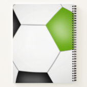 サッカー選手モノグラムのライムブラック ノートブック (裏面)