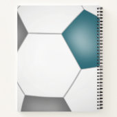 サッカー選手モノグラムティール(緑がかった色)グレイ ノートブック (裏面)