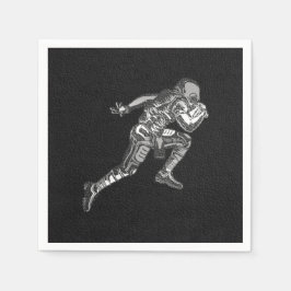 サッカー選手ランニングのクォーターバックブラックシルバー スタンダードカクテルナプキン