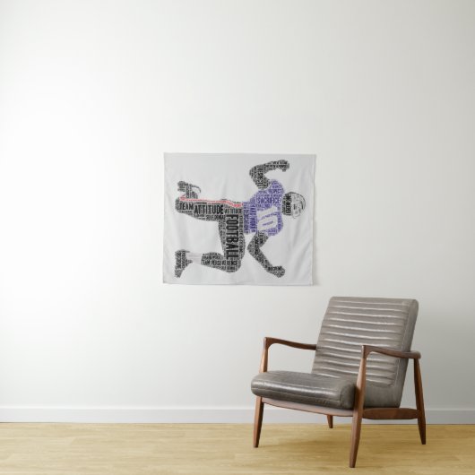 サッカー選手ワードアート献身的インスピレーション タペストリー (インサイチュ(横))