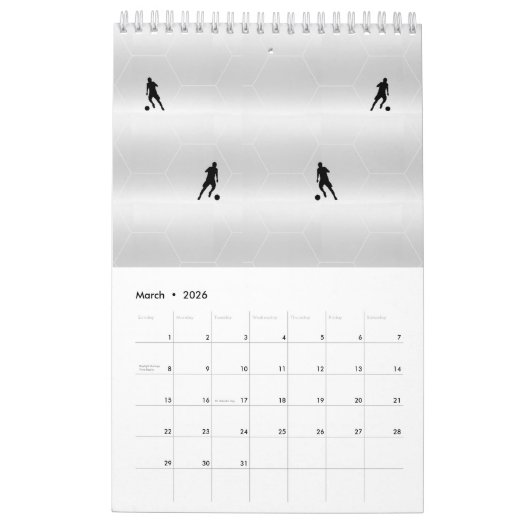 サッカー選手独身ののページ小さいカレンダー,白 カレンダー (3月 2026)