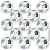 サッカー選手13人のティール（緑がかった色）チームカラー シール (正面)