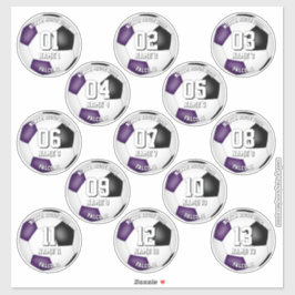 サッカー選手13人の紫色のチームカラー シール