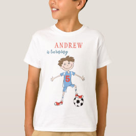 サッカー選手5歳の男の子スポーツ誕生日パーティー Tシャツ