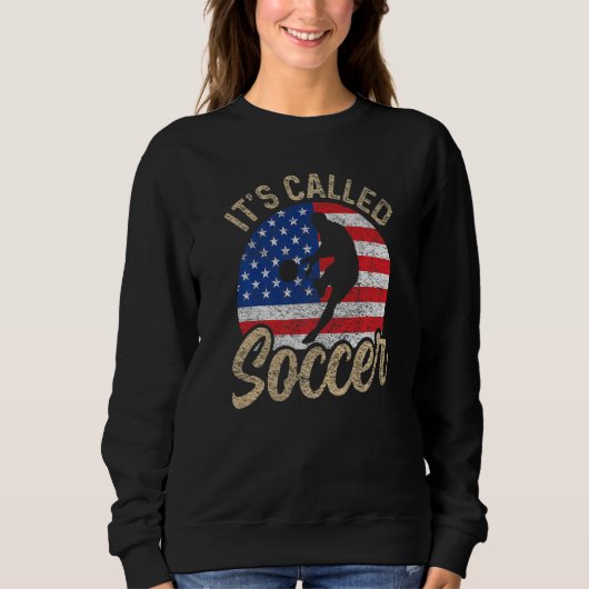 サッカー選手 アメリカ国旗 サッカーって言ってね F スウェットシャツ (正面)