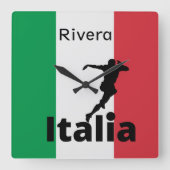 サッカー選手、イタリアのカスタマイズ可能 スクエア壁時計 (正面)